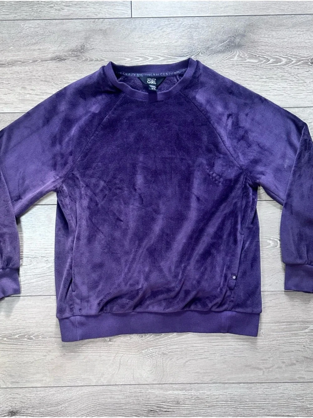 Athleta Girl Double Cozy Karma Velour Pullover Crewneck Plum Purple